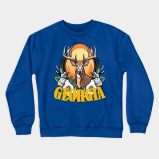 Georgia Deer With Roses Crewneck Sweatshirt